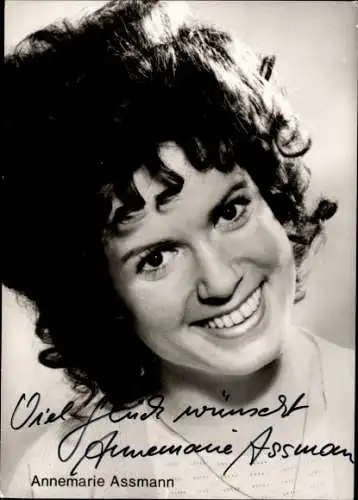 Ak Schauspielerin Annemarie Assmann, Portrait, Autogramm