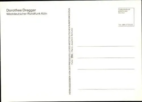 Ak Moderatorin Dorothee Dregger, Portrait, Autogramm