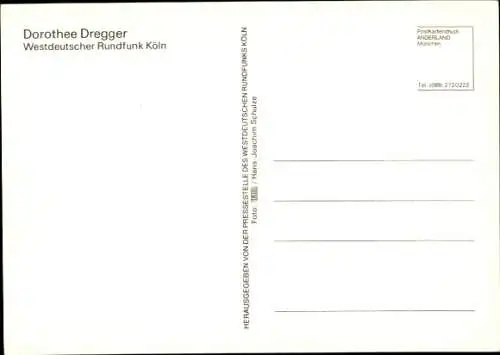 Ak Moderatorin Dorothee Dregger, Portrait, Autogramm