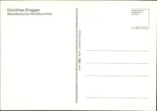 Ak Moderatorin Dorothee Dregger, Portrait, Autogramm