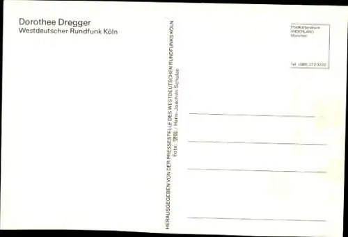 Ak Moderatorin Dorothee Dregger, Portrait, Autogramm