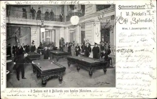 Ak Wien 1. Innere Stadt Österreich, Cafe Splendide, Jasomirgottstraße 3, Billard