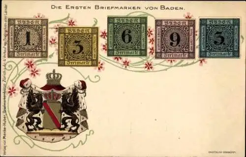 Briefmarken Wappen Litho Die ersten Briefmarken von Baden, Freimarke