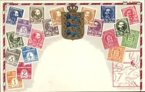 Briefmarken Wappen Litho Dänemark, Ore, König Christian IX