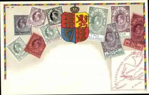 Briefmarken Wappen Litho Gibraltar