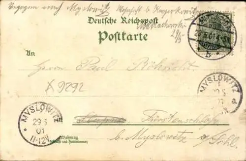 Litho Geringswalde Sachsen, Rathaus, Post, Bahnhof, Krankenhaus