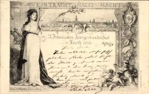 Ak Fürth in Mittelfranken Bayern, IX. Fränkisches Sängerbundesfest 1898