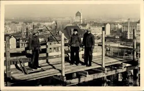 Foto Dresden, Kraftwerk, Baustelle, Arbeiter, Jahr 1954