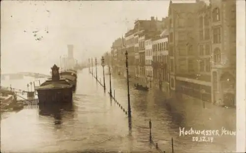 Foto Ak Köln am Rhein, Hochwasser 30.12.1919