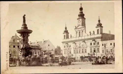 Kabinett Foto České Budějovice Budweis Südböhmen, Samsonbrunnen