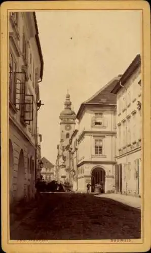 Kabinett Foto České Budějovice Budweis Südböhmen, Straßenpartie