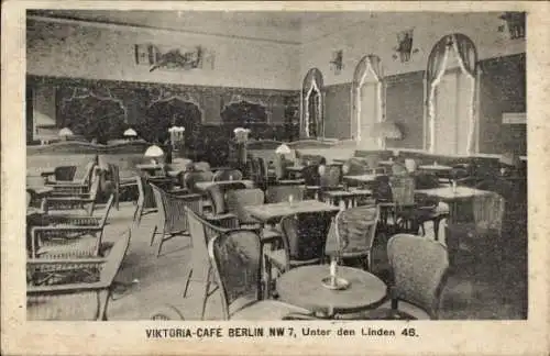 Ak Berlin Mitte, Viktoria-Café, Innenansicht, Unter den Linden 46