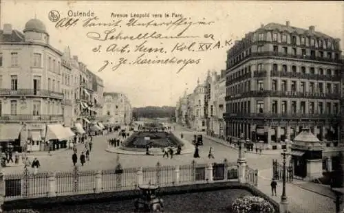 Ak Oostende Ostende Westflandern, Leopold Straße, Anlage