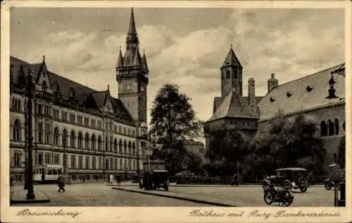 Ak Braunschweig in Niedersachsen, Rathaus, Burg Dankwarderode