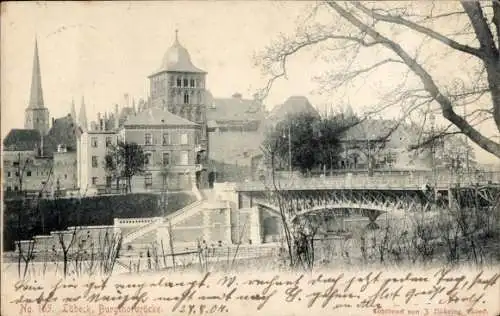 Ak Hansestadt Lübeck, Burgtorbrücke