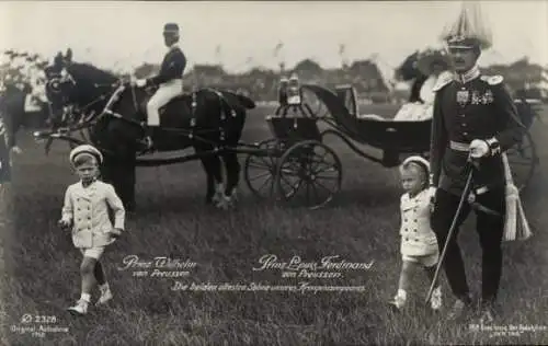 Ak Prinz Wilhelm und Prinz Louis Ferdinand von Preußen, Kutsche, 1910