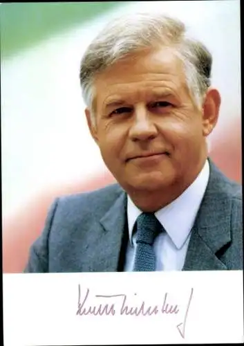 Foto Politiker Kurt Biedenkopf, Ehemaliger Ministerpräsident von Sachsen, Portrait, Autogramm