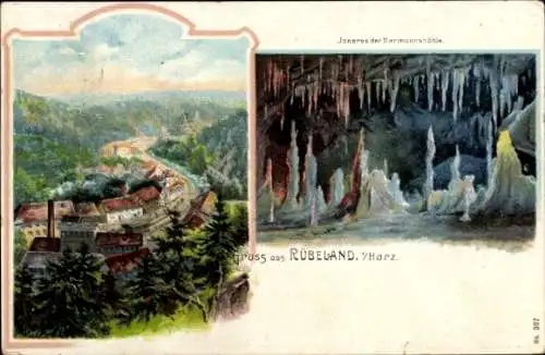 Litho Rübeland Oberharz am Brocken, Hermannshöhle, Innenansicht