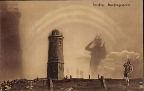 Ak Brocken im Harz, Brockengespenst