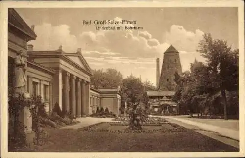 Ak Bad Elmen Salzelmen Schönebeck an der Elbe, Lindenbad, Bohrturm