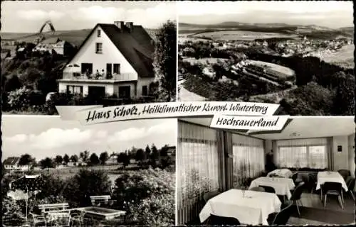 Ak Winterberg im Sauerland, Pension Haus Scholz, Innenansicht, Panorama, Außenansicht