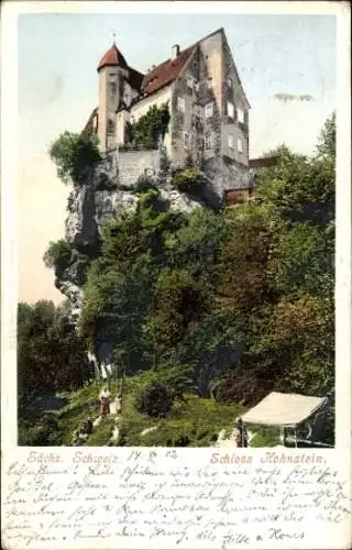 Ak Hohnstein Sächs. Schweiz, Schloss, Felsen