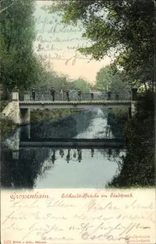 Ak Großenhain Sachsen, Stadtpark, Eckhardt-Brücke