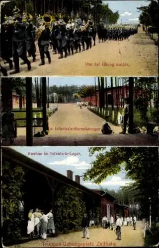 Ak Zeithain in Sachsen, Truppenübungsplatz, Kantine im Infanterie Lager, Soldaten, Barackenlager