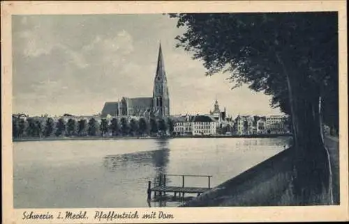 Ak Schwerin in Mecklenburg, Pfaffenteich, Dom