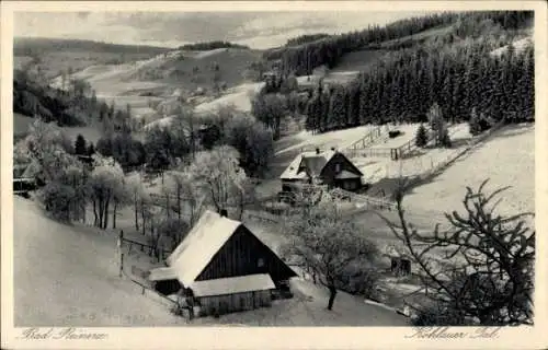 Ak Duszniki Zdrój Bad Reinerz Schlesien, Kohlauer Tal, Winter