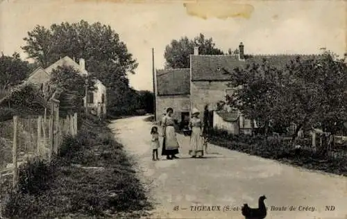 Ak Dammartin auf Tigeaux Seine et Marne, Route de Crécy