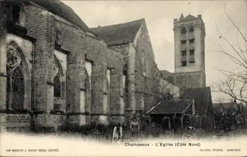 Ak Champeaux Seine et Marne, Kirche, Nordküste