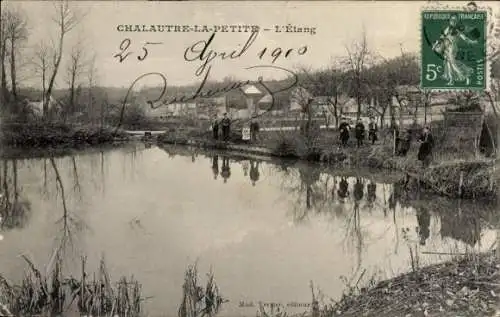 Ak Chalautre la Petite Seine et Marne, der Teich