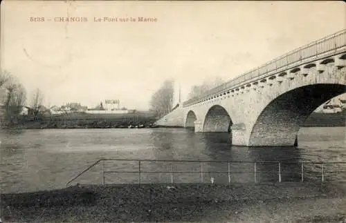 Ak Changis Saint Jean Seine et Marne, Die Brücke über die Marne