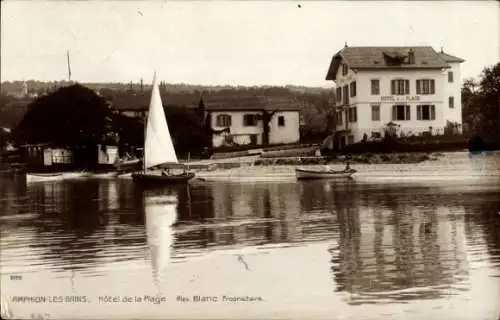 Ak Amphion les Bains Haute Savoie, Hotel de la Plage, Segelboot