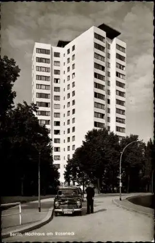 Ak Berlin Wilmersdorf, Hochhaus am Roseneck, Straßenpartie