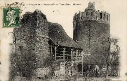 Ak Verneuil sur Avre Eure, Donjon de la Fauconnerie, Tour Grise