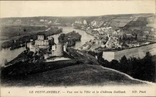 Ak Petit Andely Eure, Gesamtansicht, Chateau Gaillard