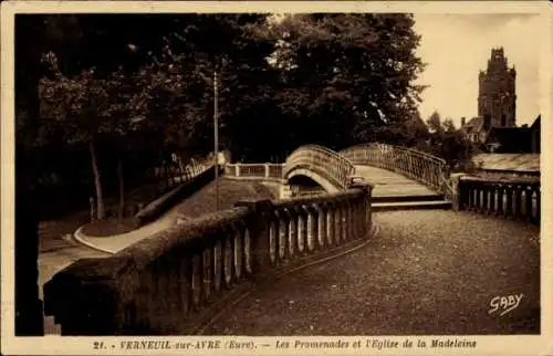 Ak Verneuil sur Avre Eure, Promenades, Eglise de la Madeleine