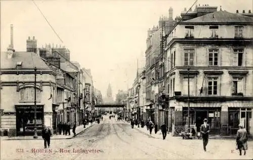 Ak Rouen Seine Maritime, Rue Lafayette