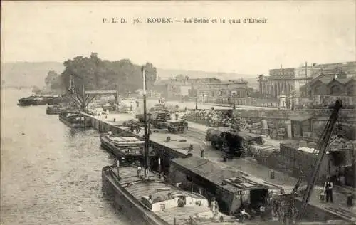 Ak Rouen Seine Maritime, Seine, Quai d'Elbeuf