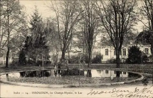 Ak Issoudun Indre, les Champs Elysees, le Lac