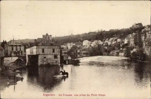 Ak Argenton sur Creuse Indre, Creuse, Vue prise du Pont Vieux