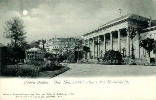 Mondschein Ak Baden Baden am Schwarzwald, Konversationshaus