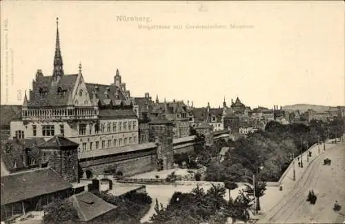 Ak Nürnberg in Mittelfranken, Ringstraße mit Germanischem Museum