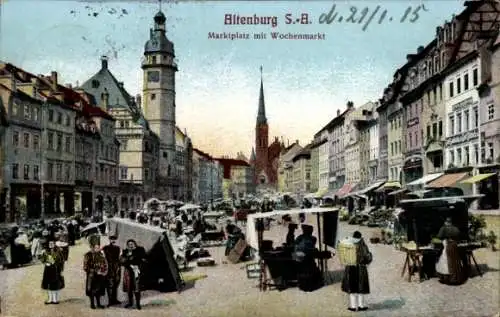 Ak Altenburg in Thüringen, Marktplatz mit Wochenmarkt