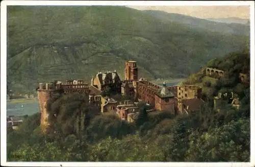 Ak Heidelberg am Neckar, Schloss von der Molkenkur gesehen