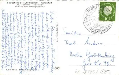 Ak Tüchersfeld Pottenstein Oberfranken, Gasthof Café Püttlachtal