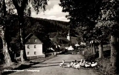 Ak Oberwarmensteinach Warmensteinach in Oberfranken, Fichtelgebirge, Teilansicht, Kirchturm