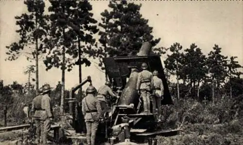Ak Französisches Geschütz, 280mm Mörser schussbereit